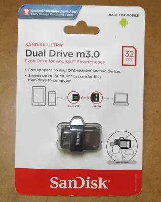 Sandisk Ultra Dual Drive M3.0 32GB Flash Drive For Android Micro-USB • $10