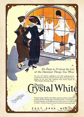 1918 Peet's Crystal White Laundry Soap Metal Tin Sign Bedroom Accessories • $18.87