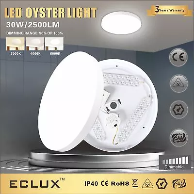 30W LED Ceiling Lamp Round Modern DownLights Oyster Tri Colour Dimmable Lights • $39.99