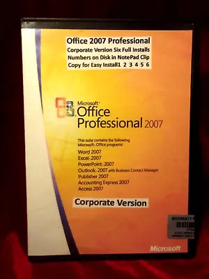 Microsoft Office 2007 Professional Licensed For SIX (6) PCs/Laptops BEST DEAL! • $25