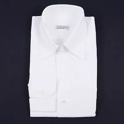 Zilli Tailored-Fit White Cotton Dress Shirt With Triple Stitch 14.5 (Eu 37) NWT • $249