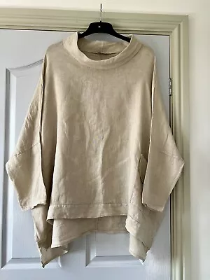 Made In Italy 100% Linen Neutral Oversized Artist Smock Top 72” Chest • £40