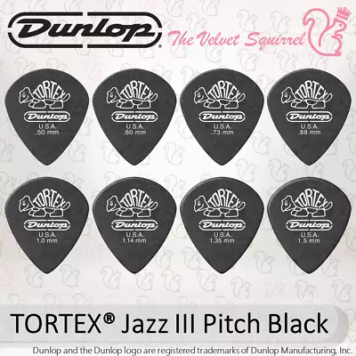 $10.79 • Buy 🐢 6/8x TORTEX® PITCH BLACK JAZZ III Black⚫ 482R Genuine Jim Dunlop Guitar Picks