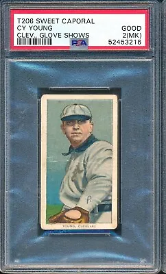 T206 SC 350 30: CY YOUNG Glove Shows Cleveland Naps HOF ~ PSA 2 Mk • $1874.50