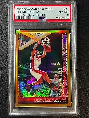 Udonis Haslem Psa 8 2005 Bowman Chrome #24 Gold Refractor Dp Prospects 22/50 • $47.99