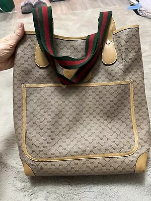 Vintage Gucci Monogram Tote Bag Gg Stripes Red Green • $14.50