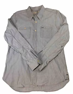 Gap Chambray Blue Linen Blend Standard Fit Long Sleeve Button Up Shirt Mens L • $19