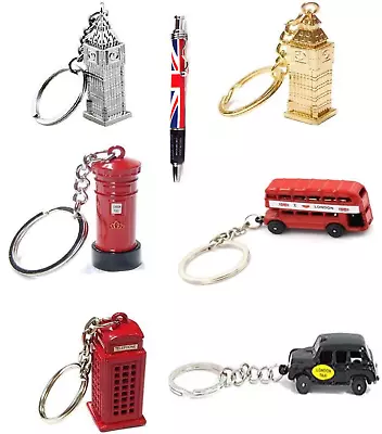 London Key Rings Key Chains Souvenirs Key Rings Big Ben Post Box Taxi Letterbox • £1.99