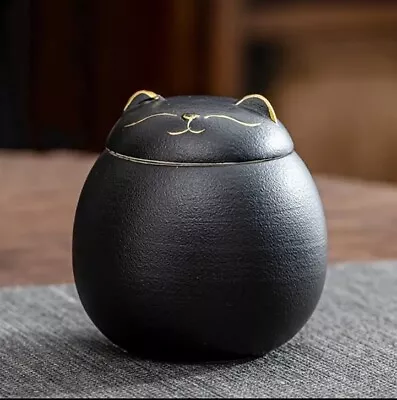 Cat Shape Tea Storage Cookie Jars Ceramic Tea Jar Tea Canister US Stock Black • $18.99