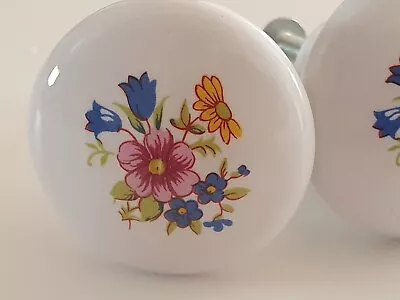 Porcelain Cabinet Drawer Knobs Pulls Flowers Cottage Farmhouse Vintage X 4 • $12.50