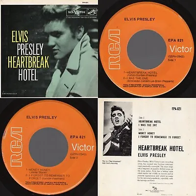 Orange Labels (All VG++) Elvis Presley  Heartbreak Hotel  EPA-821 1968 No Banner • $142