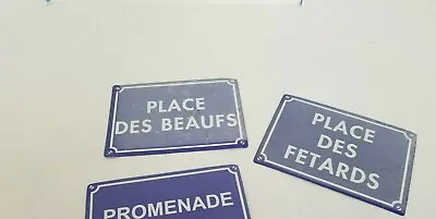 Vintage French Metal Adult Humor Signs Distressed Simulated Place Beaufs Fetards • $19.97