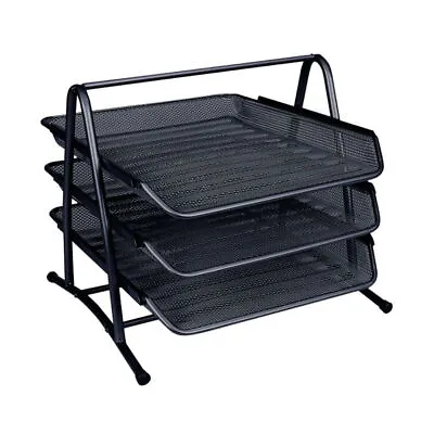 Q-Connect 3 Tier Letter Tray Black Desk Accessories KF00823 *FREE DELIVERY* • £12.99