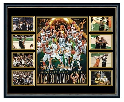 $119.99 • Buy Milwaukee Bucks Giannis 2021 Nba Champions Signed Photo Framed Memorabilia
