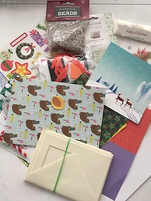 £4.99 • Buy Xmas Craft - PACK 4 - Card / Embellishments / Sentiments / Decoupage / Beads