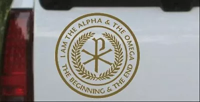 Chi Rho Monogram Alpha Omega Car Truck Window Decal Sticker Gold 4X4 • $5.10