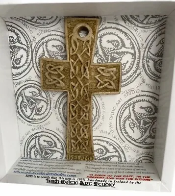 Irish Celtic Cross Handmade Home Ceramic Wall Hanging Carved New Gift • £15.99