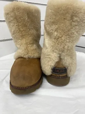 Ugg Maylin S/N 3220 Chestnut Suede Shearling Women Boots Size US 8 KEA • £134.98