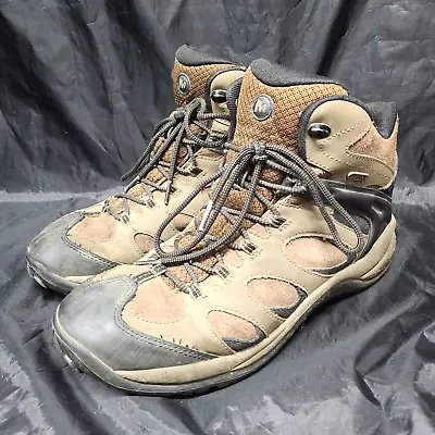 MERRELL Reflex J77273 Mens 9.5 Waterproof Mid Hiking Boots Lace Up Brown • $32