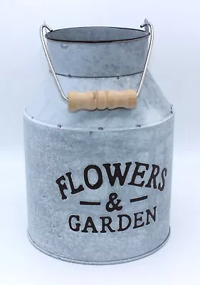 21cm Rustic Shabby Chic Metal Garden Planter Milk Churn With Handle Flower Vase  • £11.95