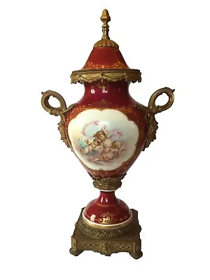 Beautiful Antique Sevres Hand Painted Porcelain Gilt Bronze Vase • £803.50