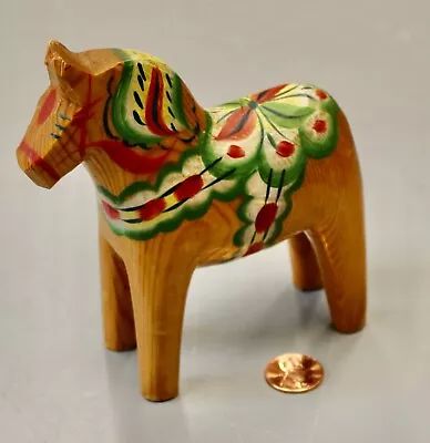 Vintage 5  Nils Olsson Swedish Dala Horse With Sticker Handpainted • $19.95