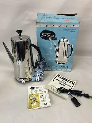 Vintage 70s Mid Century Chrome Coffee Pot Percolator VAP75 Sunbeam Electric NOS! • $51