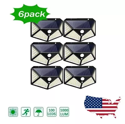 6 PACK Solar 100 LEDS Light PIR Motion Sensor Outdoor Security Lamp Wall Garden • $25.20