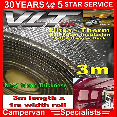 Camper Van Insulation 10mm Foil Foam Sound Proof Floor Roof 7mm Vw T 5 6 Car 3m • £28.99