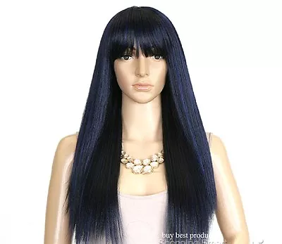 Freetress Equal Synthetic Long Straight With Bangs Hair Wig - Green Cap 009 • £24.97