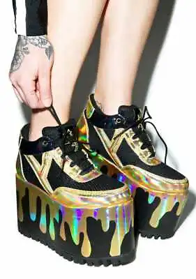 YRU Qozmo Lo Matrix Gold Platform Sneakers US 6 • $174.91