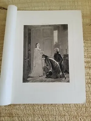 VICTORIA GREETED AS QUEEN BY WELLS.12  X 9.5  VTG ETCH PRINT*EP1 • $10.72