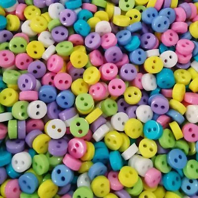 Tiny Resin Round Buttons Mini Pastel Mixed Sewing Doll Clothes Toy Accessories • $15.28