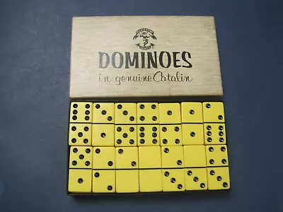 $45 • Buy Vintage Genuine Catalin Dominoes By Pleasantime Games Butterscotch W Box VGC