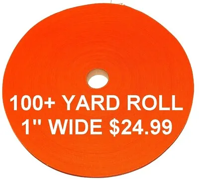 1  WIDE 100+ Yards SAFETY ORANGE NYLON WEBBING STRAP BELT FABRIC Bag Tote Leash • £24.12