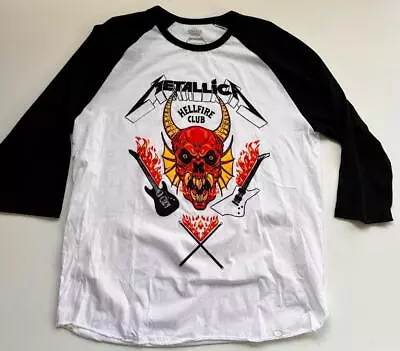 Netflix Stranger Things Hellfire Club X Metallica X-Large Shirt Raglan Tee 🆕 🔥 • $34.99