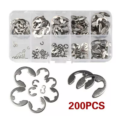 200X Stainless Steel E Clips C Circlip Kit Retaining Ring Assorted 1.5 - 10mm • $9.95