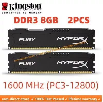 HyperX FURY DDR3 16GB 2x 8GB 1600 MHz PC3-12800 Desktop RAM Memory DIMM 240pins  • £23.94