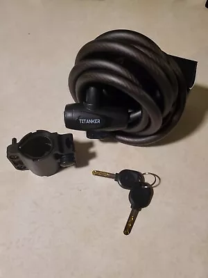 Titanker Bike Lock - 6ft Cable Lock W/Secure Keys - NEW • $10