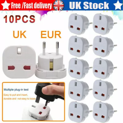£4.99 • Buy 5/10x Uk To Eu Euro Europe European Travel Adaptor Power Plug Convert 3 To 2 Pin