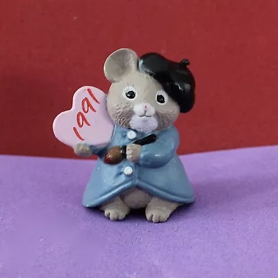 Hallmark Merry Miniature Valentine's 1991 Artist Mouse With Heath QSM1519  • $5.94