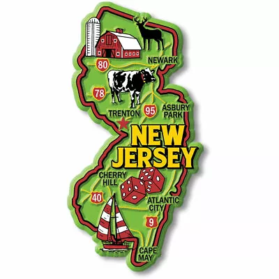 New Jersey Colorful State Magnet By Classic Magnets 2.2  X 4.4  • $7.99