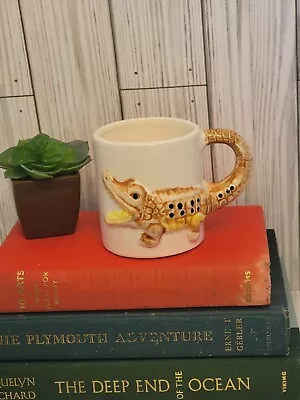 Ceramic Alligator Child Mug Vintage Zoo Animals Reptile Drinkware Brown Wildlife • $10