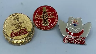 Lot Of 3 Coca Cola Pins Olympic Salt Lake Sydney 2000 2002 EUC VTG Vintage • $9.99