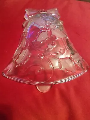 Mikasa Seasons Holly 7  Glass Bell Candy Dish Christmas Holiday  • $16