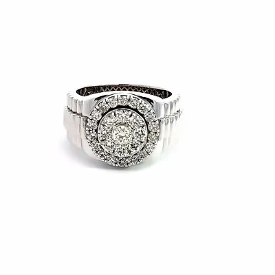 14K White GOLD MENS 1.26 TCW DIAMOND HEAVY ROLEX STYLE CLUSTER RING SIZE • $1799.99