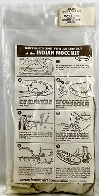 NEW 1970s Arrow Indian Moccasin Leathercraft Kit Beige Sz Adult Small Vntg 13611 • $40