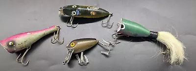 Lot Of 4 Vintage Wood Fishing Lures Unknown Makers • $9.99