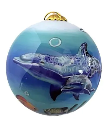 Hawaiian Hand Painted Diving Humpback Whale Hawaii Christmas Glass Ornament • $21.79