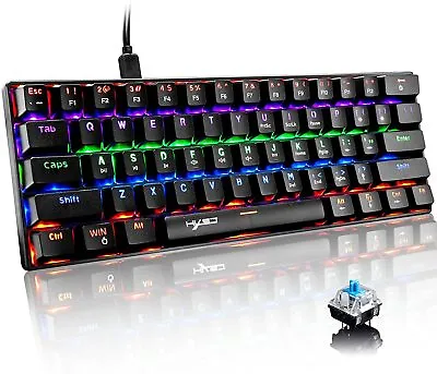 $42.99 • Buy 60% Wired Gaming Mechanical Keyboard Rainbow Backlit Type-C Blue Switch For Xbox